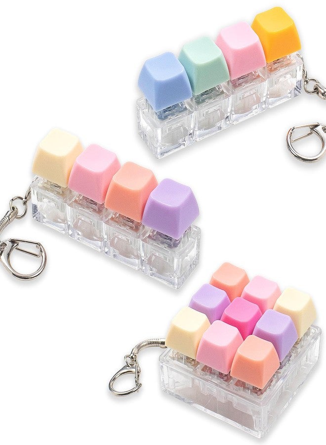 Gliging 3 Pcs Keyboard Fidget Toy, Colorful Loud Fidget Keyboard Keychain 4-in-1 Keyboard Clicker Fidget Toy Stress Relief, 9Key Fidget Clicker Toys for Anxiety Decompression (Orange Pink) - Image 1